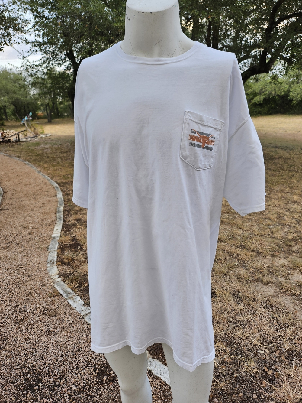 Comfort Wash 100% Cotton White Pocket Graphic Tee UT Longhorn Hook 'Em Logo 2XL